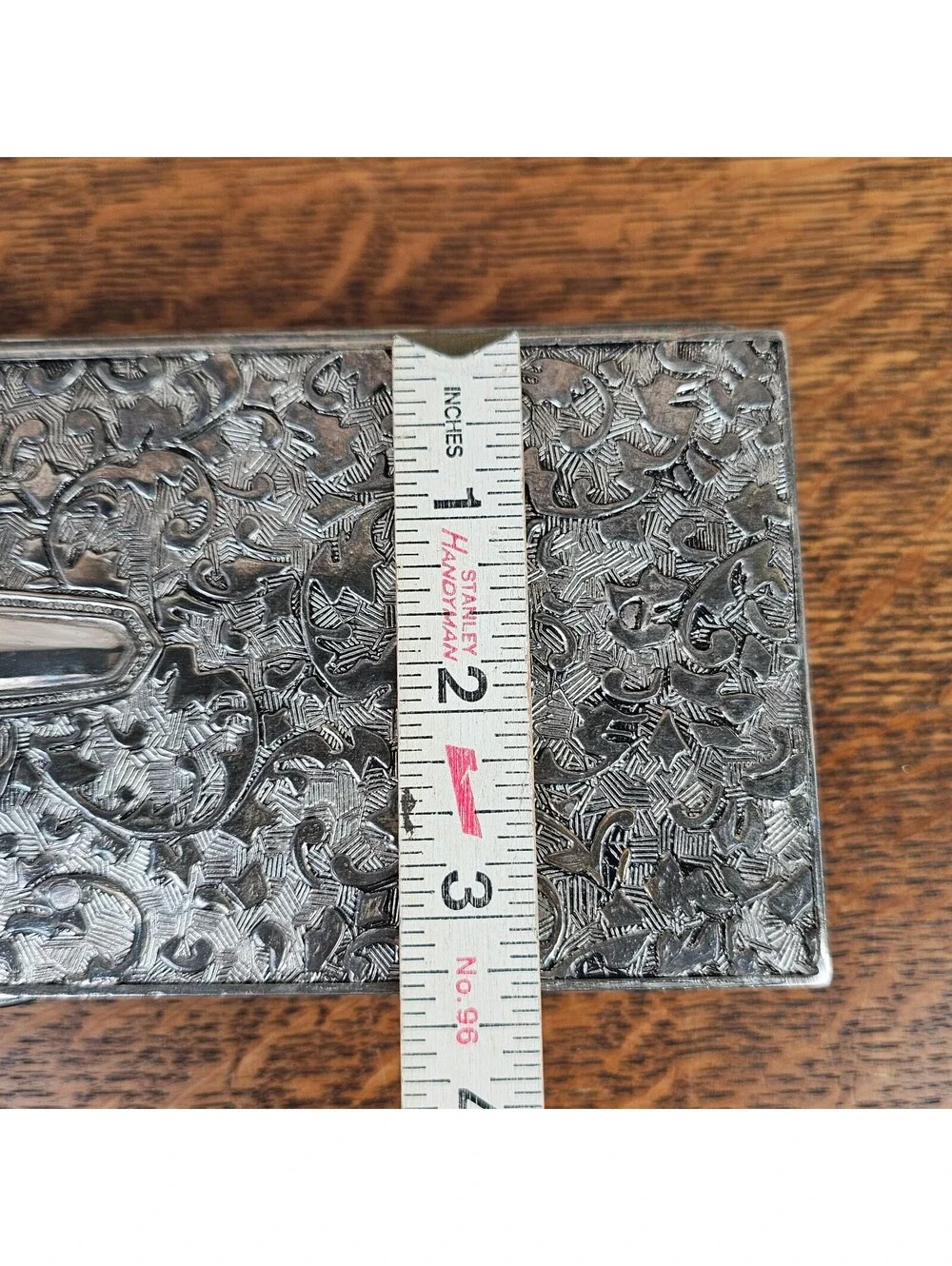 Vintage International Silver Co Silverplate Jewelry Box Mirror Velvet 9